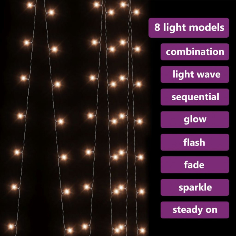 Bajkowa zasłona świetlna, 3x3m, 300 LED, ciepła biel, 8 funkcji