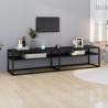 Szafka pod TV, czarny marmur, 180x40x40,5 cm, szkło hartowane
