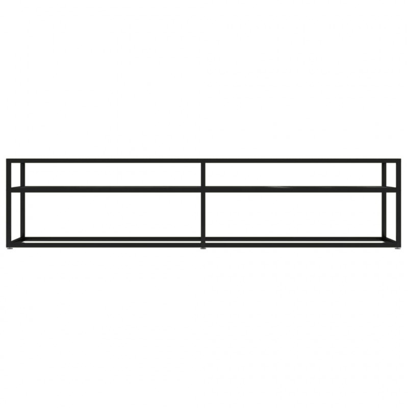 Szafka pod TV, czarny marmur, 180x40x40,5 cm, szkło hartowane