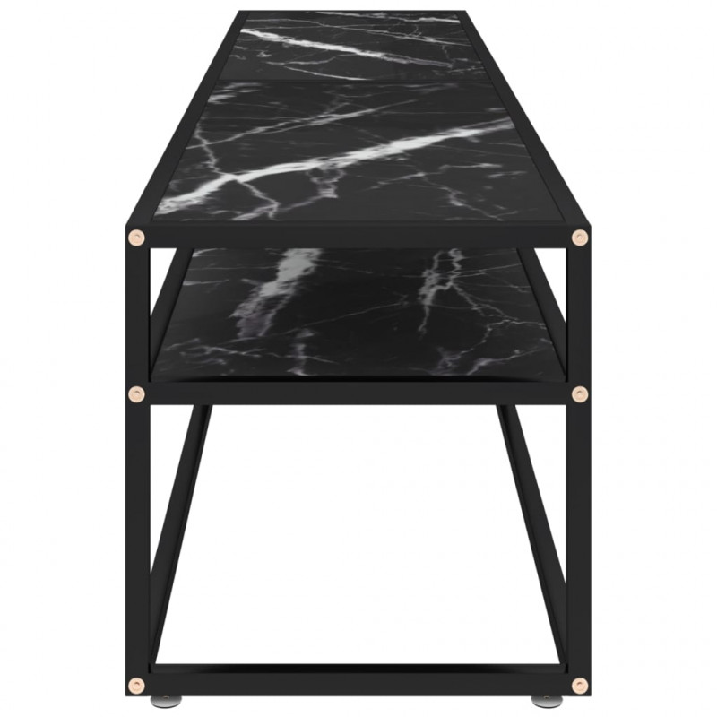 Szafka pod TV, czarny marmur, 180x40x40,5 cm, szkło hartowane