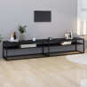 Szafka pod TV, czarny marmur, 220x40x40,5 cm, szkło hartowane