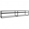 Szafka pod TV, czarny marmur, 220x40x40,5 cm, szkło hartowane