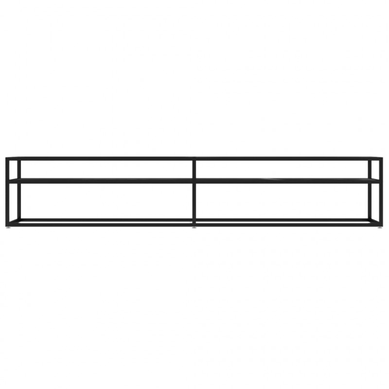 Szafka pod TV, czarny marmur, 220x40x40,5 cm, szkło hartowane
