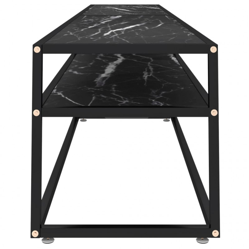 Szafka pod TV, czarny marmur, 220x40x40,5 cm, szkło hartowane