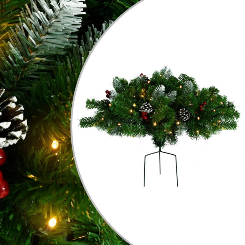 Dekoracja ze sztucznej sosny z lampkami, zielona, 40 cm, PVC