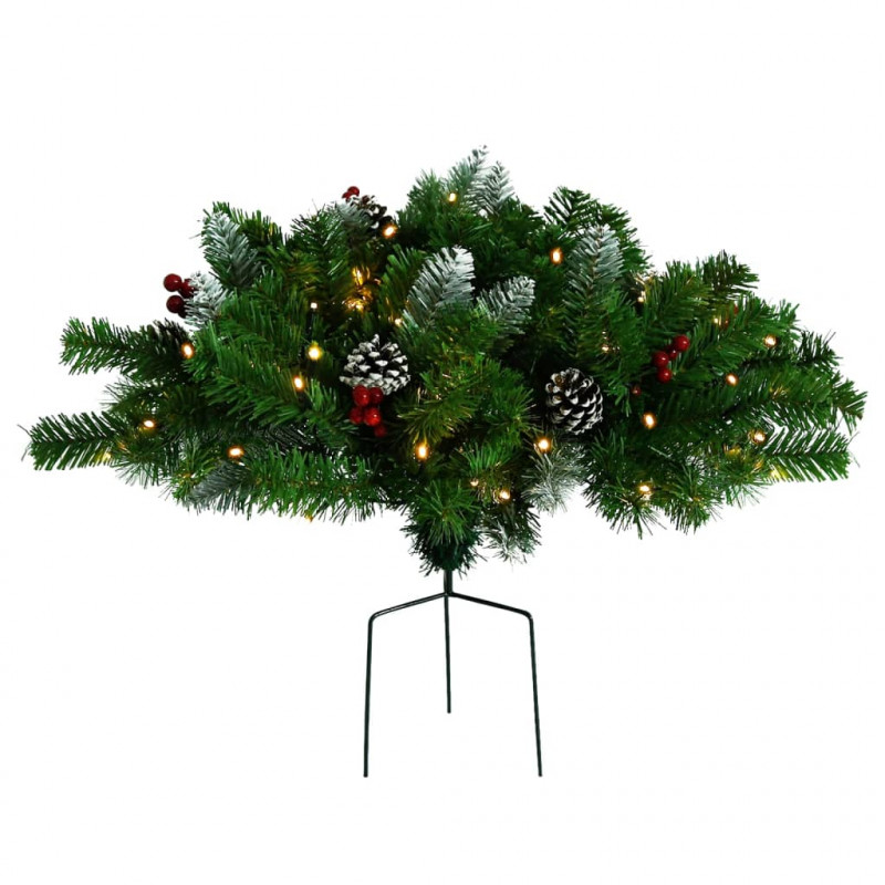 Dekoracja ze sztucznej sosny z lampkami, zielona, 40 cm, PVC