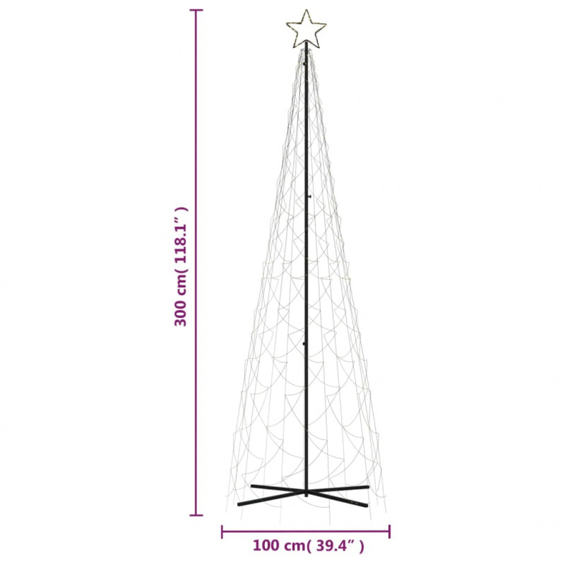 Choinka stożkowa, 500 ciepłych białych LED, 100x300 cm