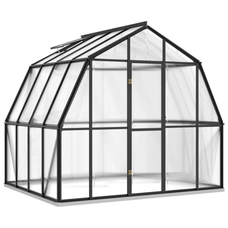 Szklarnia z ramą podstawy, antracytowa, 6,43 m², aluminiowa