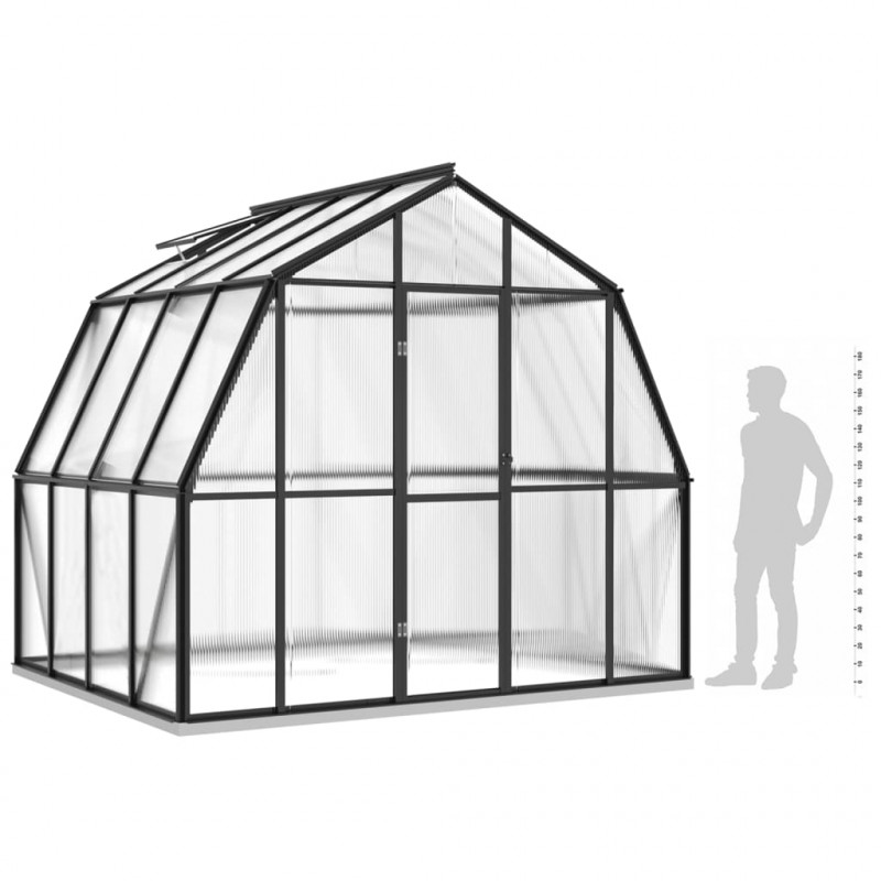 Szklarnia z ramą podstawy, antracytowa, 6,43 m², aluminiowa
