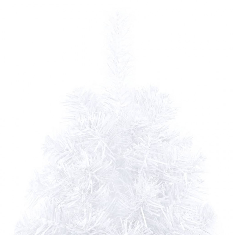 Choinka z lampkami i bombkami, połówka, biała, 150 cm
