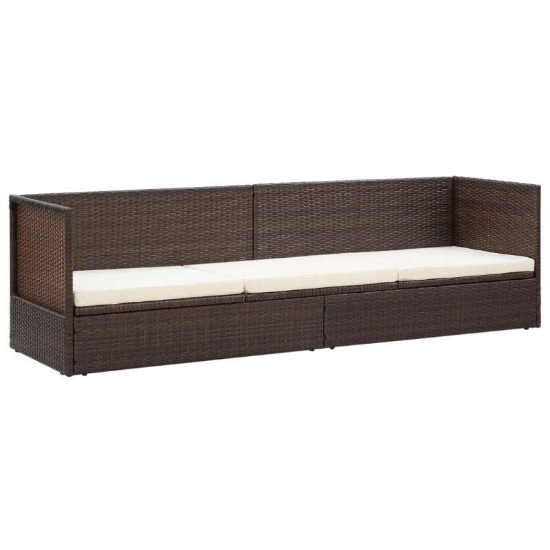 Sofa ogrodowa z poduszkami, polirattan, brązowa