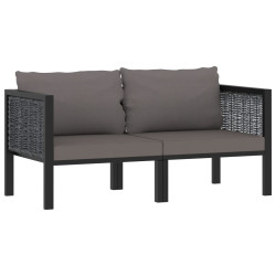 2-osobowa sofa ogrodowa z poduszkami, antracytowa, polirattan