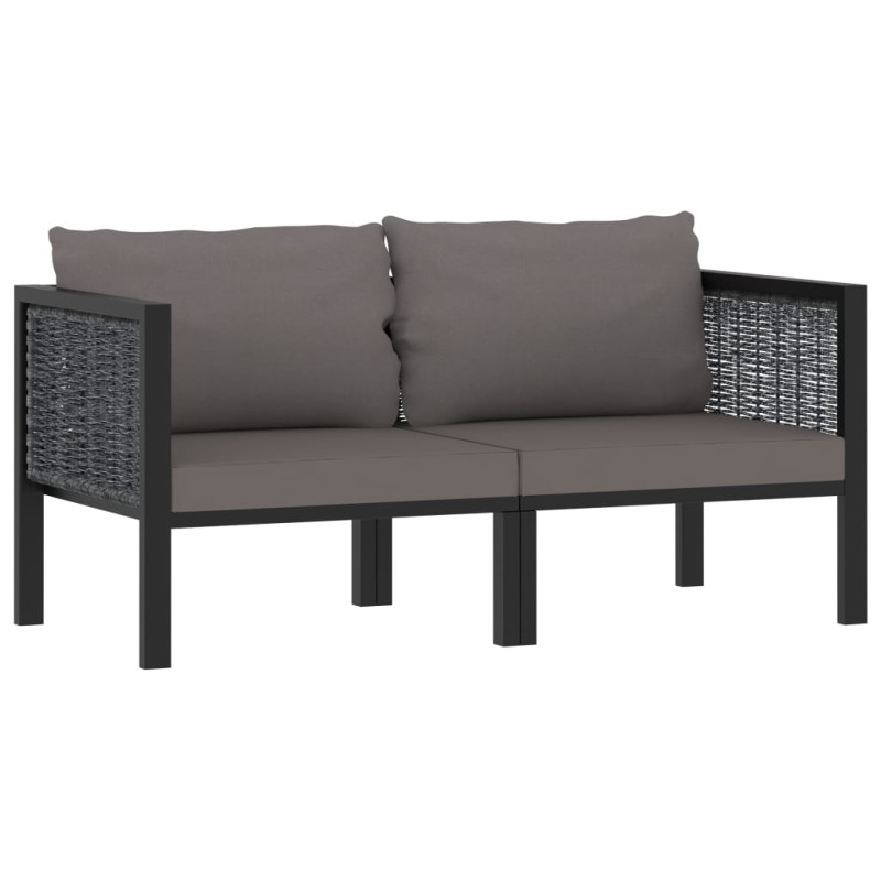 2-osobowa sofa ogrodowa z poduszkami, antracytowa, polirattan