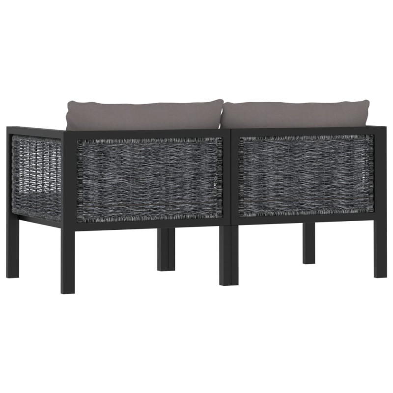 2-osobowa sofa ogrodowa z poduszkami, antracytowa, polirattan