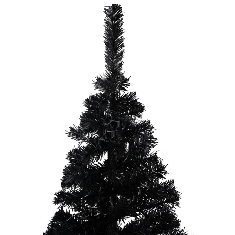Sztuczna choinka z lampkami i bombkami, czarna, 210 cm, PVC