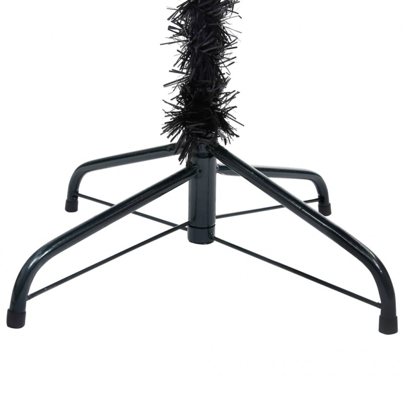 Sztuczna choinka z lampkami i bombkami, czarna, 210 cm, PVC