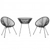 3-częściowy zestaw mebli ogrodowych, rattan PVC, czarny
