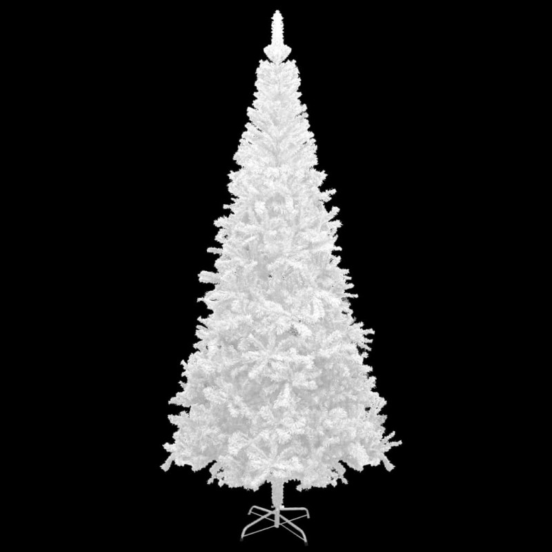 Sztuczna choinka z lampkami i bombkami, L, 240 cm, biała