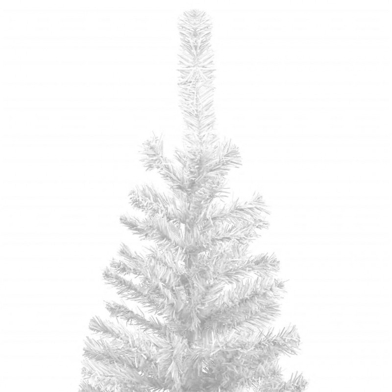Sztuczna choinka z lampkami i bombkami, L, 240 cm, biała