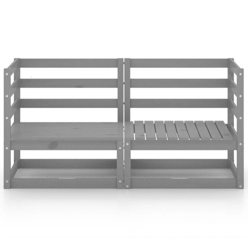 2-osobowa sofa ogrodowa, szara, lite drewno sosnowe