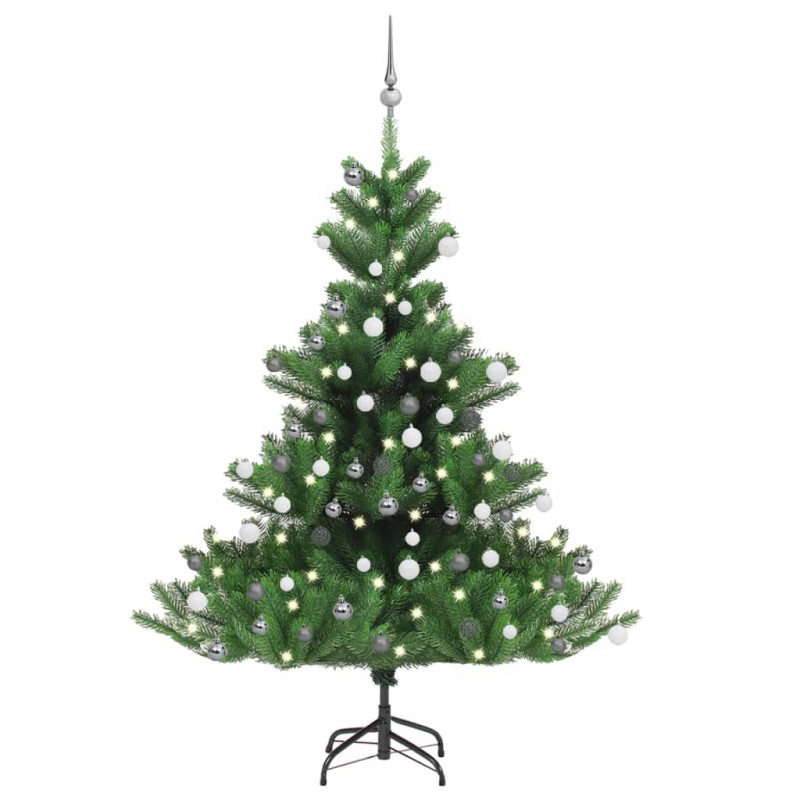 Sztuczna jodła kaukaska z LED i bombkami, zielona, 150 cm