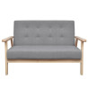 Sofa 2-osobowa, tapicerowana tkaniną, jasnoszara