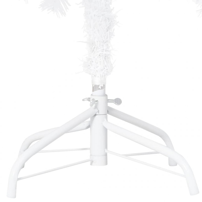 Sztuczna choinka z lampkami i bombkami, biała, 120 cm, PVC