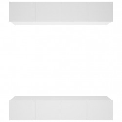 Szafki TV, 4 szt., białe, 80x30x30 cm, materiał drewnopochodny