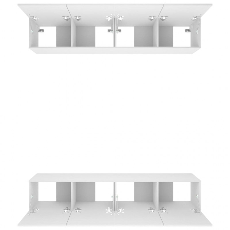 Szafki TV, 4 szt., białe, 80x30x30 cm, materiał drewnopochodny