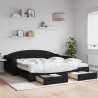 Sofa rozsuwana z szufladami, czarna, 100x200 cm, tkanina