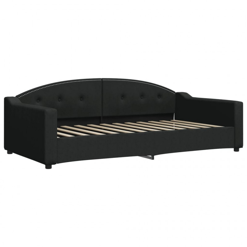 Sofa rozsuwana z szufladami, czarna, 100x200 cm, tkanina