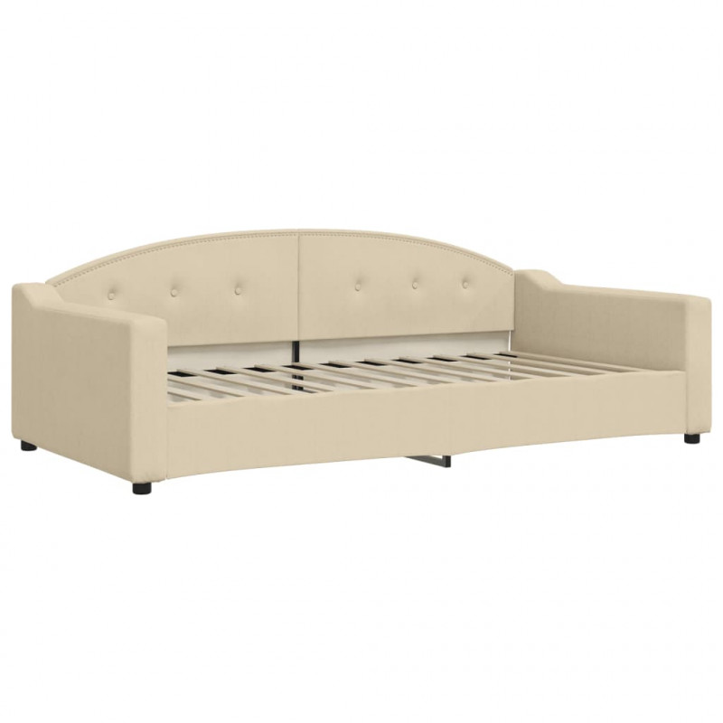 Sofa rozsuwana z szufladami, kremowa, 100x200 cm, tkanina