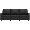 3-osobowa sofa, czarna, 180 cm, obita sztuczną skórą