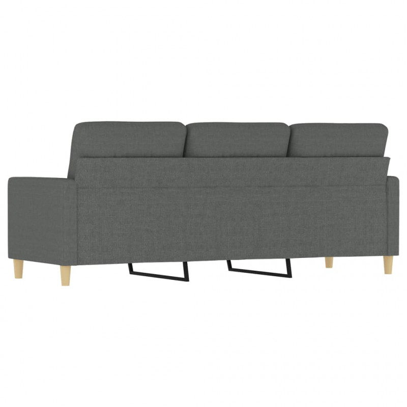 Sofa 3-osobowa, ciemnoszara, 180 cm, tapicerowana tkaniną