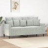 Sofa 2-osobowa, jasnoszara, 140 cm, tapicerowana aksamitem