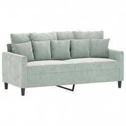 Sofa 2-osobowa, jasnoszara, 140 cm, tapicerowana aksamitem