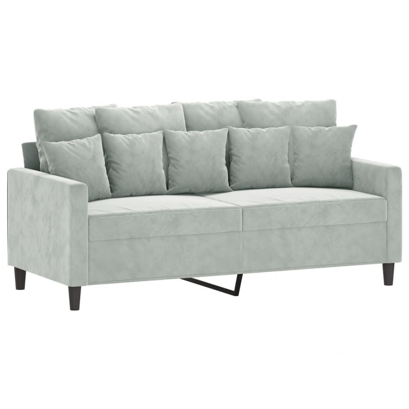 Sofa 2-osobowa, jasnoszara, 140 cm, tapicerowana aksamitem