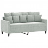 Sofa 2-osobowa, jasnoszara, 140 cm, tapicerowana aksamitem
