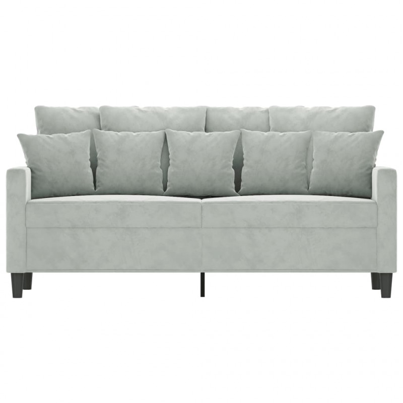 Sofa 2-osobowa, jasnoszara, 140 cm, tapicerowana aksamitem