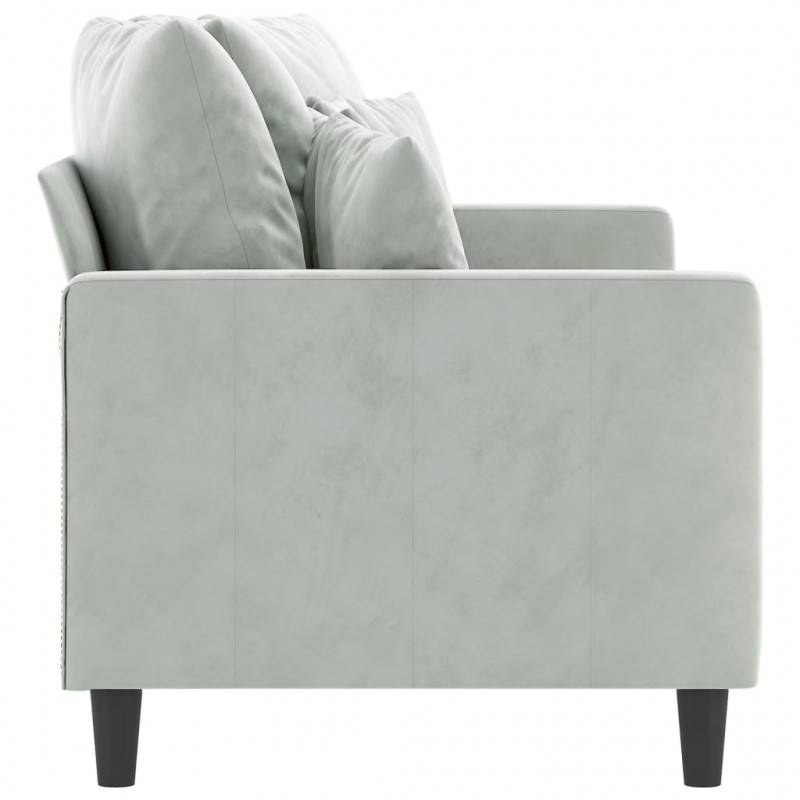 Sofa 2-osobowa, jasnoszara, 140 cm, tapicerowana aksamitem