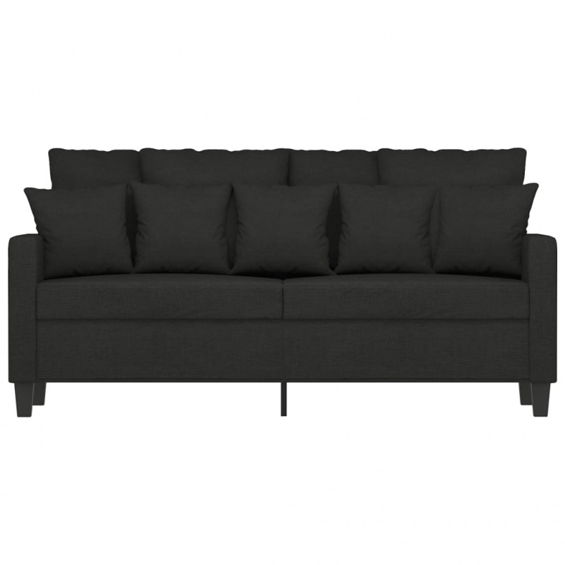 Sofa 2-osobowa, czarna, 140 cm, tapicerowana tkaniną