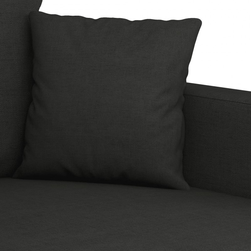 Sofa 2-osobowa, czarna, 140 cm, tapicerowana tkaniną
