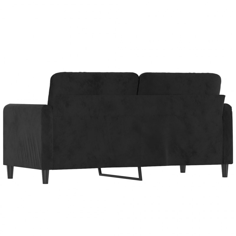 Sofa 2-osobowa, czarna, 140 cm, tapicerowana aksamitem