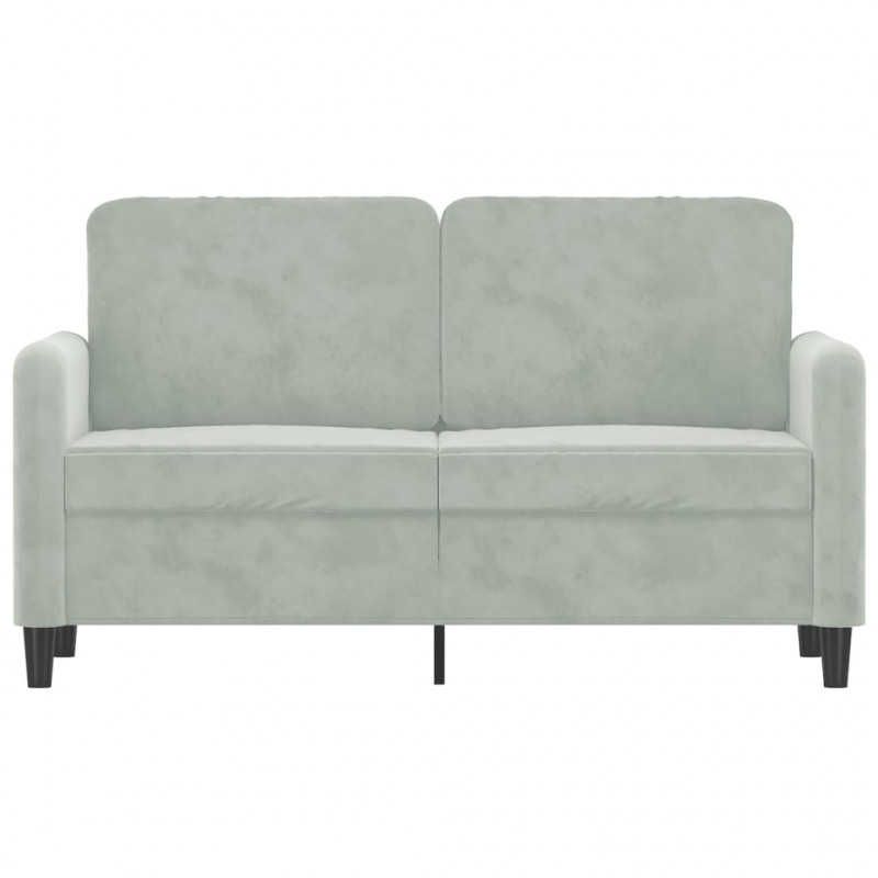Sofa 2-osobowa, jasnoszara, 120 cm, tapicerowana aksamitem