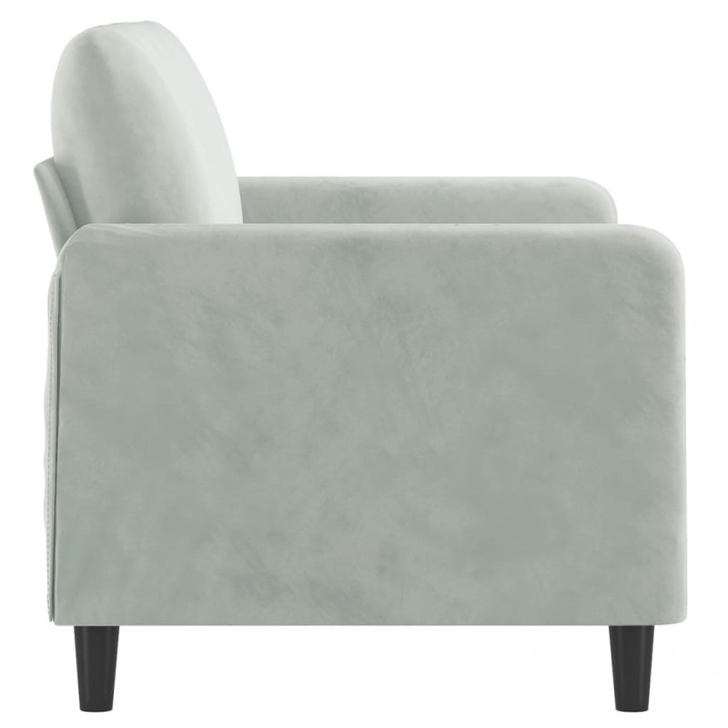 Sofa 2-osobowa, jasnoszara, 120 cm, tapicerowana aksamitem