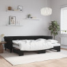 Sofa rozsuwana z materacami, czarna, 80x200 cm, aksamit