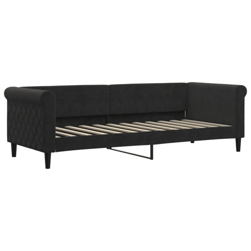 Sofa rozsuwana z materacami, czarna, 80x200 cm, aksamit