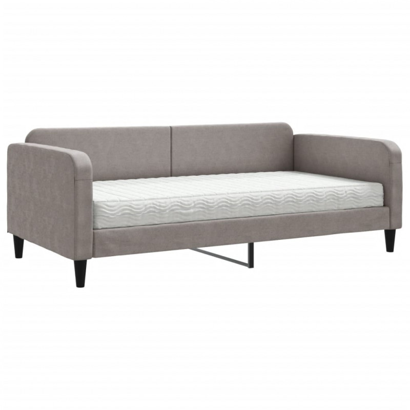 Sofa z materacem do spania, kolor taupe, 100x200 cm, tkanina