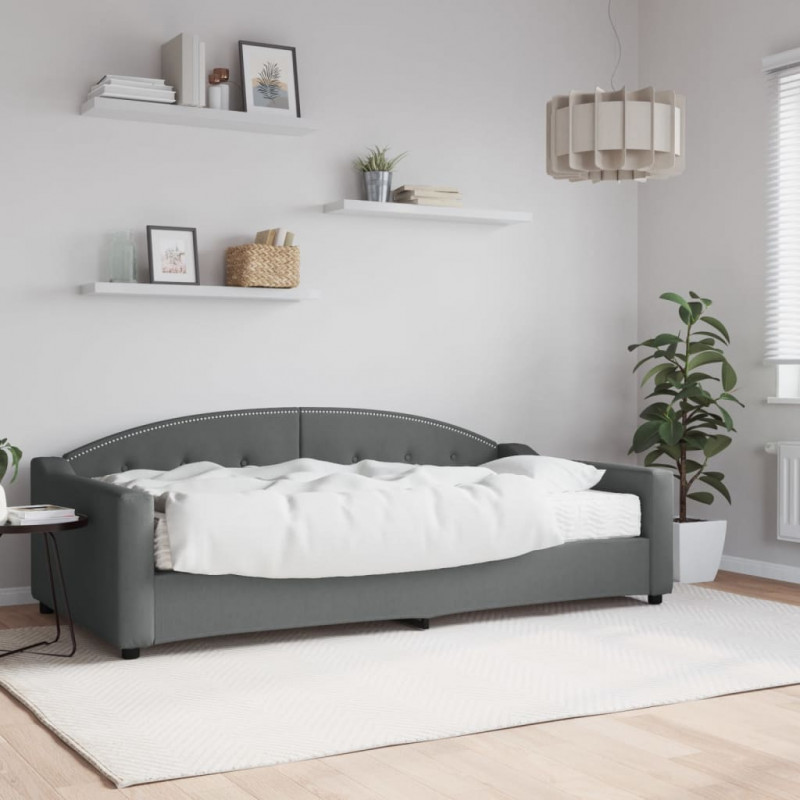 Sofa z materacem do spania, ciemnoszara, 100x200 cm, tkanina