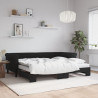 Sofa rozsuwana z materacami, czarna, 90x200 cm, aksamit
